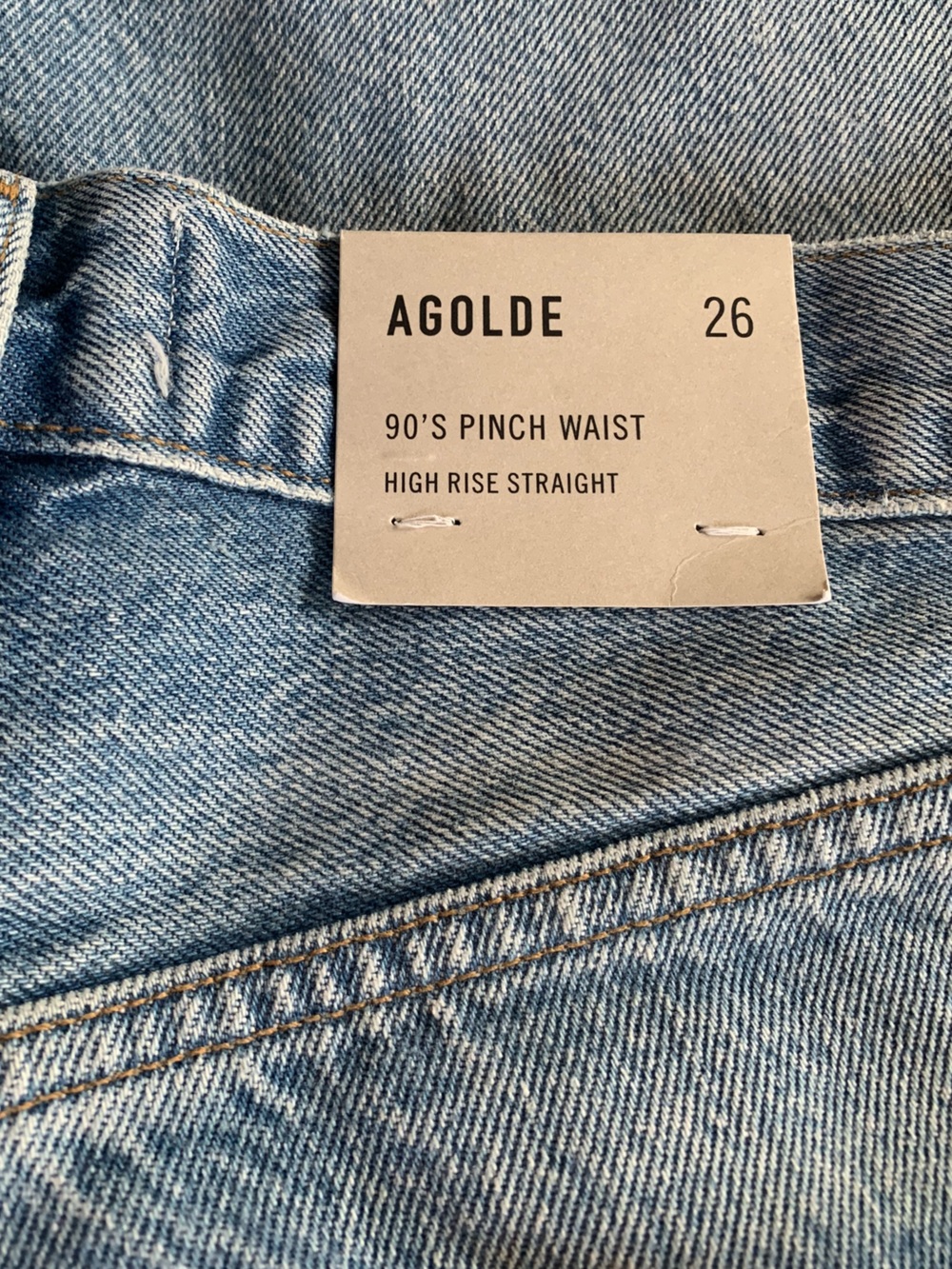Agolde 90's Pinch Waist High Rise Straight Jean Light Blue Wash NWT Size 26 - Picture 5 of 9